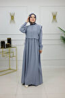 Kadın Tesettür Elbise 2'Li Yelek & Elbise