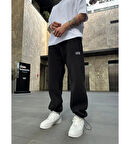 Vns Nakışlı Stoper Paça Lastikli Eşofman Altı -Siyah