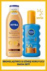 Nivea Sun Koruma Bronzluk Güneş Spreyi 200ml Ve Q10 Sıkılaştırıcı Bronzlaştırıcı Losyon 200ml,çanta Hediye