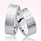 Taşlı Beyaz Altın Alyans 0503-2