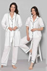 3'lü Kadın Sabahlıklı Pijama Takımı – Yumuşacık Viskon Kumaş - 1041