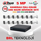 Dahua 5 MP 14 Kameralı Sesli 30 Metre Renkli Gece Görüşlü Full HD Kamera Seti