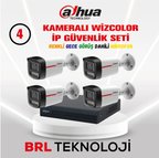 Dahua 4 Kameralı 4 MP Wiz Color Dahili Mikrofonlu İp Güvenlik Kamera Seti