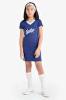 DeFacto Kız Çocuk V Yaka Baskılı Kısa Kollu Yazlık Elbise E2276A825SMIN59
