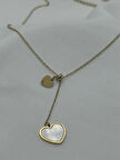 Jewels of Hope Altın Rengi Ay Taşı Kalpli Kolye 316L Paslanmaz Çelik Antialerjik 57 Cm