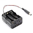 Robotistan 6'lı AA Pil Yuvası (Çift Taraflı ve Barrel Jack Çıkışlı) - Pil Yatağı