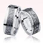 Desenli Taşlı Altın Alyans 0605-2