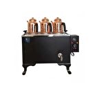 3 demlikli Cromat Siyah Bürotipi çay ocağı 3 Gözlü Siyah Ofistipi Çay Kazanı Sadece Elektrikli Siyah Çay Semaveri ETS sistemli Çay Makinesi