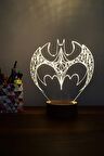 Batman Led Masa Lambası Ahşap Taban 7 Farklı Işık Renkli Hediye Dekoratif Aydınlatma
