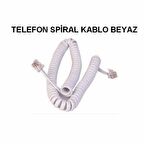 Beyaz Spiralli Telefon Ahize Kablosu 4P4C 3 Metre