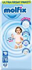 Molfix Bebek Bezi Ultra Fırsat Paketi X Large 6 No 62'li