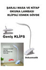 Şarj Edilebilir Klipsli Kitap Okuma Işığı 14 Led Kitap Arası Okuma 3 Modlu Işık Mandallı Lamba Masa