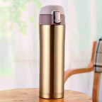 Kilit Sistemli Sızdırmaz 304 Paslanmaz Çelik 450 Ml Çift Katmanlı Termos BPA İçermez FLYON-887GOLD