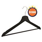 Nyn Ahşap Barlı Elbise Askısı Siyah Renk 100 Adet