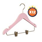 Nyn Ahşap 3-7 Yaş Mandallı Çocuk Askısı Pembe  Renk 12 Adet