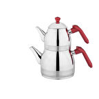 Schafer Çelik Çaydanlık Takımı Ortaboy Kırmızı Renk