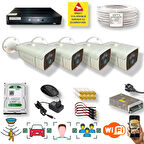 4 Kamerali Set - Araç İnsan Yüz Hareket Algılayan 24 Smd Led 5MP Sony Lensli 1080P Metal Kasa Güvenlik Kamerasi Seti 6224-1