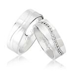 Beyaz Dalgalı Taşlı Alyans 0705