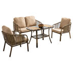 Capri Swing Artemis İkili Rattan Balkon Bahçe Takımı | Açık Kahve 