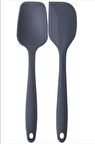 Silikon Kaşık Spatula Seti 2lı Büyük Boy Yanmaz Yapışmaz Çizmez Gri