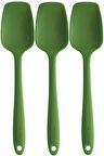 Silikon Kaşık Seti 3lü Büyük Boy Yanmaz Yapışmaz Çizmez Yeşil 27cm