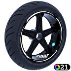 4 Parçalı Keskin Jant Şeridi Sticker Reflektif, Floresan, Özel Renkler Çınar Extreme  Jet Siyah