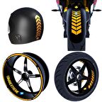 Moto Rider 4'lü Sticker Seti Taksi Sarısı İç Dış Jant Şeridi Kask ve Çamurluk Çınar Extreme 
