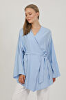 Doğal Viskon Kumaş Cepli Kemerli Kadın Kimono 1168 – Yakasız, Hafif, Dökümlü, Yazlık Model