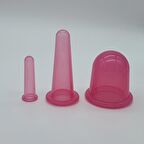 Silikon Yüz  ve Boyun Masaj Kupa Seti 3'lü Pembe Renk