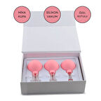 Mika Silikon Vakumlu Yüz Masaj Kupası 3'lü Set Pembe Renk