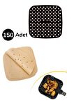 BUFFER® 150 Adet Kare Model Pişirme Kağıdı Ve Silikon  Airfryer Matı 21,5 cm 