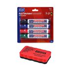 Kraf Beyaz Tahta Kalemi Doldurulabilir 770-4 4'lü Ve Mıknatıslı Eva Tahta Silgisi