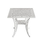 Ferforje görünümlü Istanbul Kare Masa Balkon, Bahçe Masası Beyaz