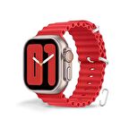 Apple Watch Uyumlu 42MM 44MM 45MM 49MM 1/2/3/4/5/6/se/7/8/ultra Akıllı Saat Ocean Kordon ve Kayışı Kırmızı