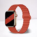 Cosmostech Akıllı Saat Watch için Uyumlu 42MM 44MM 45MM 49MM 1/2/3/4/5/6/se/7/8/ultra Magnetli Kordon ve Kayışı Kırmızı