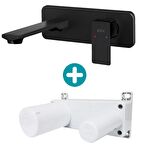 ECA Royal Ankastre Lavabo Bataryası Sıva Üstü Ve Sıva Altı Grubu Tek Rozet Mat Siyah