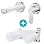 ECA Nita Ankastre Lavabo Bataryası Sıva Üstü Ve Sıva Altı Grubu Çift Rozet