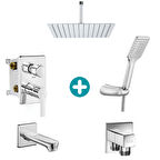 ECA Luna Ankastre Gömme Banyo Bataryası Duş Seti Tüm Parçalar Dahil 40x40