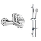 ECA Delta Banyo Bataryası + T-MAY Sardes Mat İnox Oval Borulu Hareketli Sürgülü Duş Seti Üst Takımı