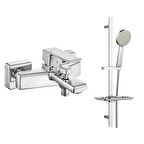 ECA Royal Banyo Bataryası + T-MAY Lidya Kare Borulu Hareketli Sürgülü Duş Seti Üst Takımı