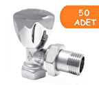 50 Adet ECA RV3 1/2 Köşe Radyatör Valfi Krom Kaplamalı Petek Havlupan Vanası 602120749