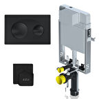 Serel Smooth Asma Klozet İçin Metal Ayaklı Gömme Rezervuar Mat Siyah Tam Takım Set