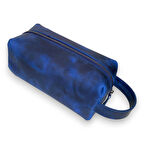 Modica Partenon - Gerçek Deri Fermuarlı El Çantası - Tıraş Takımı Çantası - Seyahat Makyaj Çantası