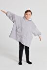 POFFY Çocuk Oversize Giyilebilir Battaniye TEK BEDEN 12 Yaş Altı Unisex Peluş Kapüşonlu Sweatshirt