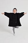 POFFY Çocuk Oversize Giyilebilir Battaniye TEK BEDEN 12 Yaş Altı Unisex Peluş Kapüşonlu Sweatshirt