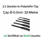 Polyolefin Isı Shrink Tüp 2:1 Daralan Makaron Boru Çap Ø6,0mm 10 x 1 Metre