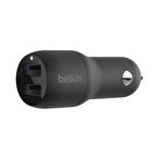 Belkin BoostCharge 24W Çift Port USB-A Hızlı Araç Şarj Cihazı - Siyah