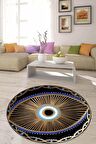 Lacivert Kaymaz Nazar Boncuklu Daire Dekoratif Halı AR1147