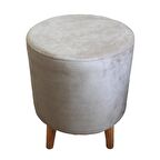 Arasta Ece Silindir Puf Tabure Masif Ayak-Krem