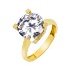 14 Ayar Büyük Taşlı Tektaş Yüzük